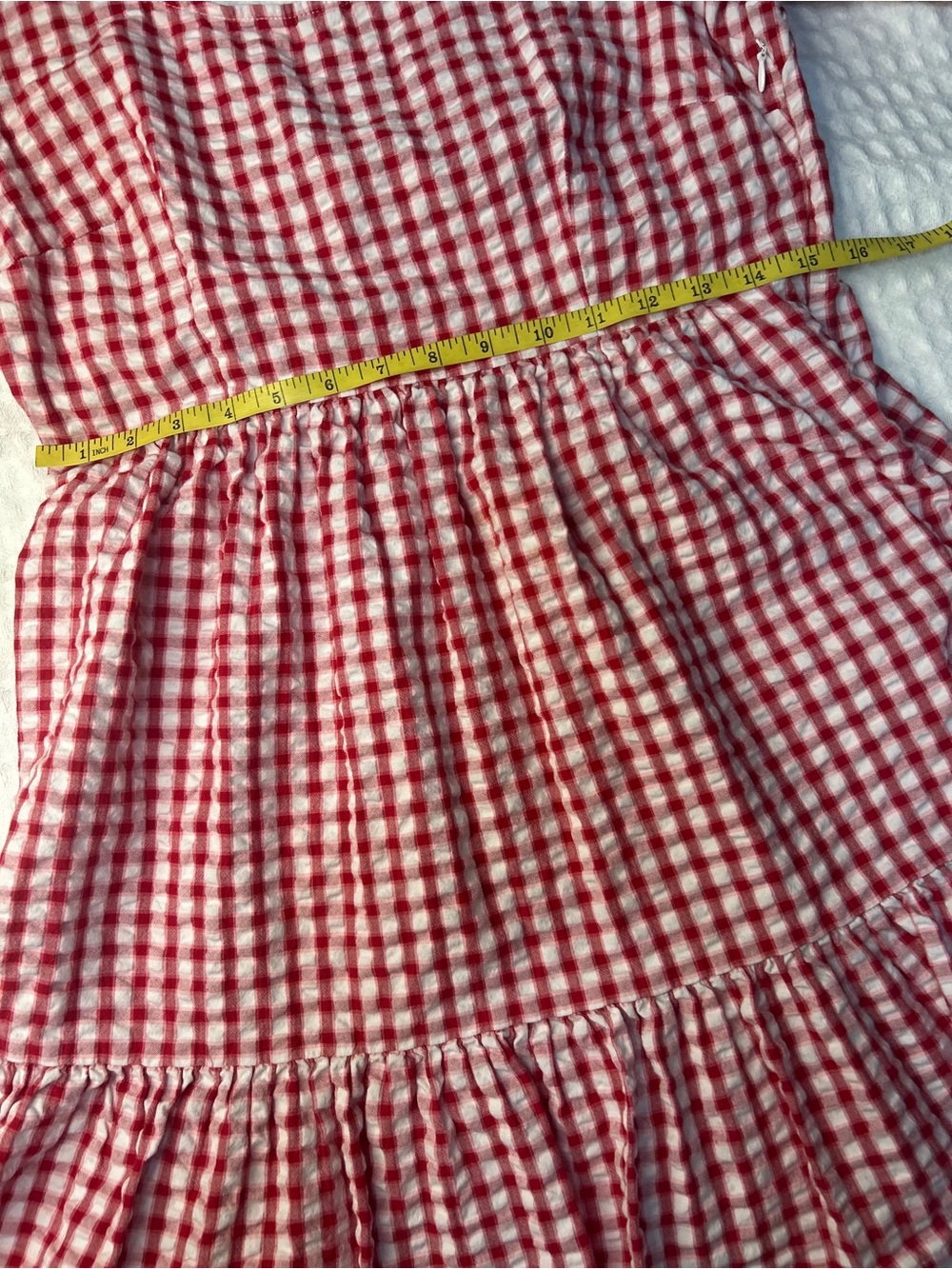 LOFT Red and White Gingham Mini Dress - Picture 5 of 9